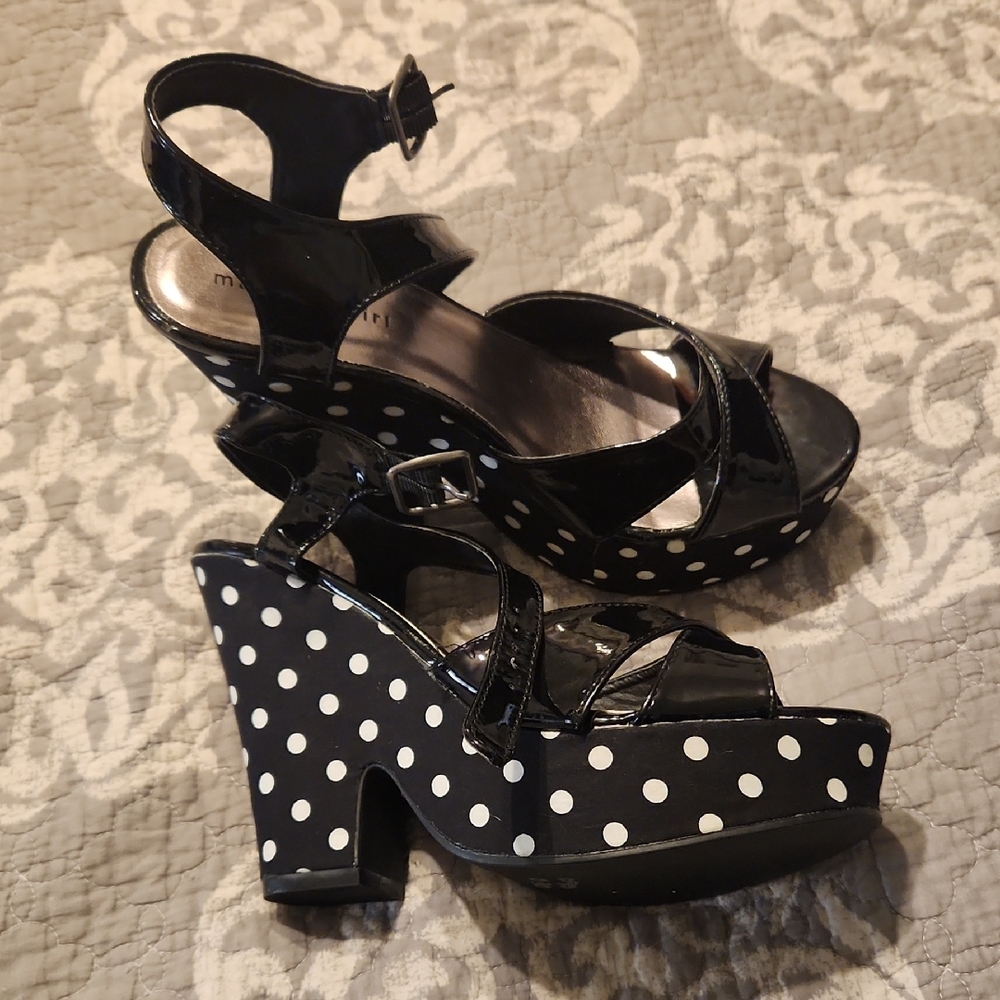 Madden Girl Black and White Polka Dot Platform Sandals